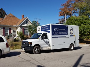 An SIU vehicle was parked for hours Thursday outside the officer's house in St. Thomas. (LOUIS PIN, St. Thomas Times-Journal)