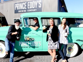 Bruce Bell/The Intelligencer
Prince Eddy’s Brewing Company will be one of the brewers at Crystal Palace in Picton for Homegrown, the County’s inaugural craft beer festival on October 21. Pictured (from left) are Andy Forgie of Empire Productions, Aaron McKinney, Prince Eddy’s along with Lisa Lindsay and Rebecca Lamb from Prince Edward County.