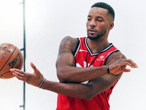 Norman Powell of the Raptors poses during media day at the BioSteel Centre in Toronto on Sept. 25, 2017. (Veronica Henri/Toronto Sun)