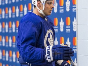 Auston Matthews during a Toronto Maple Leafs practice at the Mastercard Centre in Toronto on Oct. 3, 2017. (Ernest Doroszuk/Toronto Sun/Postmedia Network)