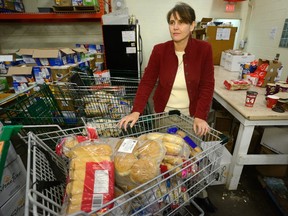 Jane Roy, executive director of the London Food Bank, in the food warehouse as the 29th annual Thanksgiving Food Drive kicks off on Friday September 29, 2017. (MEGAN STACEY, The London Free Press)