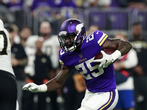 Vikings running back Latavius Murray was a popular waiver-wire pickup this week. The Vikings visit Chicago to play the Bears on Monday. (AP)
