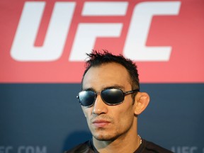 Tony Ferguson speaks with the media during a news conference for UFC 209 in Las Vegas on March 2, 2017. Ferguson fights seventh-ranked Kevin Lee in UFC 216 on Saturday. (John Locher/AP Photo/Files)