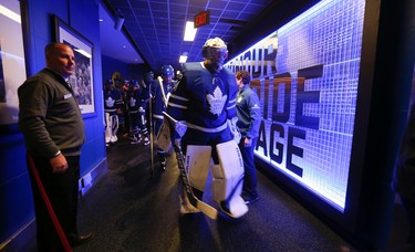 Toronto Maple Leafs leave their dressing room before the game  in Toronto on Saturday October 7, 2017. Jack Boland/Toronto Sun/Postmedia Network