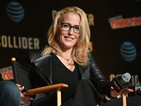 Gillian Anderson speaks onstage at The X-Files panel during 2017 New York Comic Con -Day 4 on October 8, 2017 in New York City. (Photo by Dia Dipasupil/Getty Images)