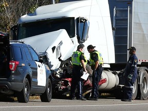 Police and SIU investigate fatal car crash on Highway 6 on Thursday October 5, 2017 (Dave Abel/Postmedia Network)