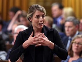 Heritage Minister Melanie Joly stands during Question Period in the House of Commons in Ottawa, on Oct. 3, 2017. (Fred Chartrand/The Canadian Press)