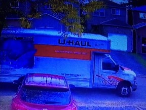 York cops released this image of a U-Haul truck sought in their investigation of the death of a man found on Stirling Cres. in Markham on Oct. 9, 2017.