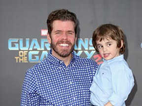 Perez Hilton, real name Mario Armando Lavandeira, Jr. (L) and Mario Armando Lavandeira III at the premiere of Disney and Marvel's 'Guardians Of The Galaxy Vol. 2' at Dolby Theatre on April 19, 2017 in Hollywood, California. (Photo by Frederick M. Brown/Getty Images)