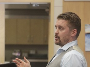 Jason Yaremchuk, Northern Gateway Public Schools director of information technology, presented to trustees on how technology is being incorporated into the classroom in new ways, during a board meeting on Oct. 3 (Joseph Quigley | Mayerthorpe Freelancer).