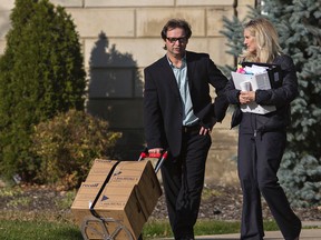 Luigi and Paige Imola are shown leaving court in Brantford last November. (Brian Thompson/Expositor file photo)