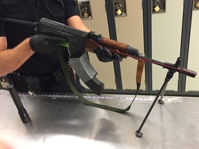 A photo of a firearm seized by Edmonton police during a search warrant execution at a southwest Edmonton residence on Oct. 30, 2014.