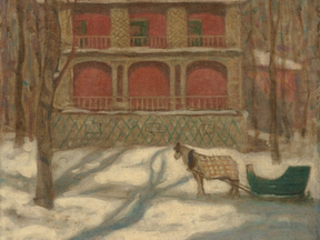 The Pink House, Montreal (also The Old House, Montreal, c. 1905–08 oil on canvas, gift of A.K. Prakash) by James Morrice, at the National Gallery of Canada.