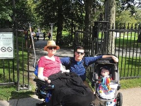 Lindsey Hubley (left), her fiance Mike Sampson and their son Myles are shown in a handout photo. Hubley, a new mother who was diagnosed with flesh-eating disease days after giving birth and is now a quadruple amputee, is taking legal action against a Halifax hospital and several doctors. (The Canadian Press/Hand Out - Mike Sampson)