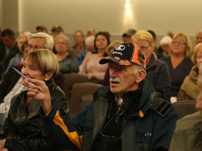 Jason Miller/The Intelligencer
Aatos Lehtila speaks during a public meeting addressing police area rating, held at the Thurlow Community Centre.