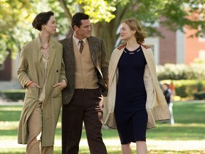 Rebecca Hall as Elizabeth Marston, Luke Evans as Dr. William Marston and Bella Heathcote as Olive Byrne in "Professor Marston & the Wonder Women." MUST CREDIT: Claire Folger, Annapurna Pictures