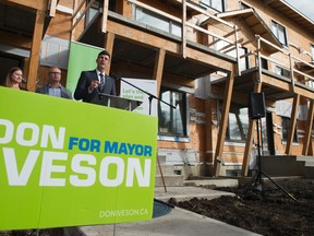 Mayor Don Iveson's third policy announcement in his bid for re-elction focused on infill and the pressures of a growing city.  on September 16, 2017.  Photo by Shaughn Butts / Postmedia