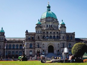 An exterior view of the British Columbia Legislature is shown in Victoria, B.C., on August 26, 2011. (Darryl Dyck/The Canadian Press)