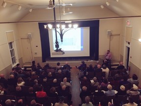 Bayfield Town Hall was packed with over 100 attendees to the informational meeting regarding the future of the Bayfield Community Centre and Arena. (Kathleen Smith/Goderich Signal Star)