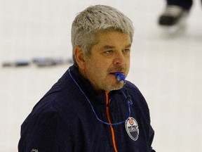 Edmonton Oilers head coach Todd McLellan at team practice in Edmonton on Wednesday October 11, 2017.