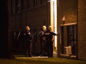 A man in his 20s suffered life-threatening injuries in a shooting at an apartment complex on Old Meadow Lane in Lawrence Heights on Friday, Oct. 13, 2017. (photo by Victor Biro)