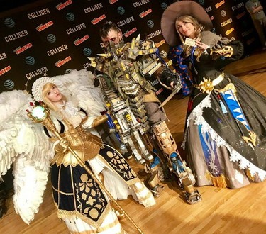 Supplied images of NY Comic Con with the 2 other overall winners in the competition from Toronto-based prop maker/cosplayer Mike Cameron (middle). (Mike Cameron/Unorthodox Design)