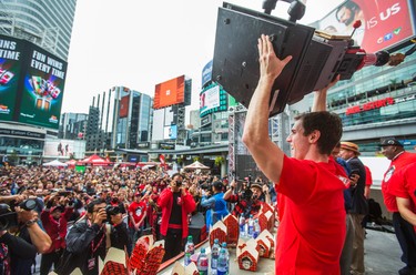 Carmen Cincotti, from Mays Landing, New Jersey,  took 1st place in the 8th Annual Smoke�s Poutinerie World Poutine Eating Championship held at Yonge-Dundas Square in downtown Toronto, Ont.  on Saturday October 14, 2017. Ernest Doroszuk/Toronto Sun/Postmedia Network