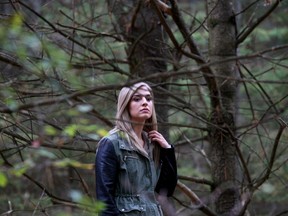 Actress Kirsten Wight gets into position to shoot a scene from the The Woodsmen film short on Saturday October 14, 2017 in Quinte West, Ont. Cast and crew spent much of the weekend filming scenes for the upcoming Bigfoot film. Tim Miller/Belleville Intelligencer/Postmedia Network