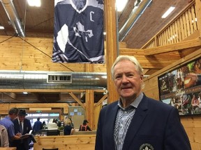 Darryl Sittler was honoured Sat., Oct. 14, 2017 in his hometown of St. Jacobs by having a flag of his signature #27 number raised in the St. Jacobs Farmers' Market. (SUPPLIED)