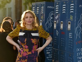 Courtney Love arrives for the premiere Of Netflix's '13 Reasons Why' at Paramount Pictures Studio in Los Angeles, California on March 30, 2017. (MARK RALSTON/AFP/Getty Images)