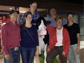 Ruiter family members pose outside the Alfred Taylor Centre in North Gower on Saturday, left to right, son-in-law Ben Mussel, Lindsay Ruiter, Ben Ruiter, Peter Ruiter, Rosemary Ruiter and Sharon Ruiter. (Vito Pilieci, Postmedia)