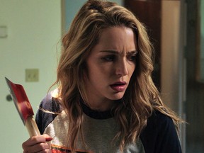 This image released by Universal Pictures shows Jessica Rothe in a scene from "Happy Death Day." (Universal Pictures via AP)