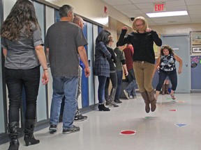 Palliser staff take part in the “Don’t Walk in the Hallways” by Ever Active Schools as part of the professional development Summit.