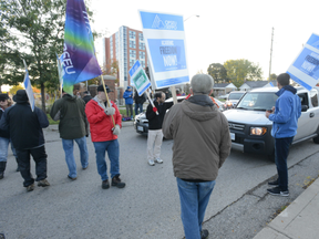 Striking Fanshawe College employees picket the school Monday morning, the first day of a labour disruption affecting 500,000 students provincewide.