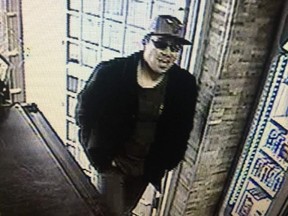 Leduc RCMP are searching for four suspects after an Esso gas station was robbed at gunpoint in Calmar, AB on Oct. 15, 2017. (RCMP handout photo)