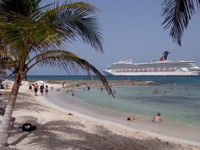 In this photo provided by Carnival Cruise Lines, the ship Carnival Glory is seen during a port call in Costa Maya, Mexico. (Photo by Andy Newman/Carnival Cruise Lines)