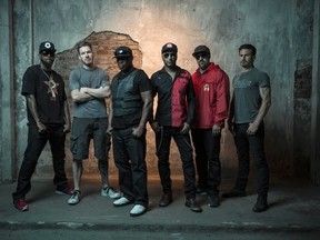 (L-R) DJ Lord, Tim Commerford, Chuck D, Tom Morello, B-Real and Brad Wilk. (Travis Shinn photo)