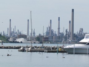 Industries in Chemical Valley are shown in this file photo of Sarnia Bay. Ontario's provincial government pledged Monday to support a health study long sought by the community in Sarnia-Lambton. (File photo)