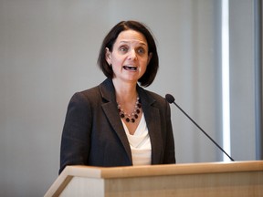 Alberta Minister of Children’s Services Danielle Larivee speaks during a press conference to discuss improving supports for indigenous children and families at the Federal Building in Edmonton on Monday, Oct. 16, 2017. (Codie McLachlan/Postmedia)