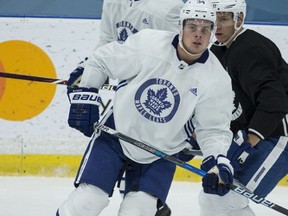 Toronto Maple Leafs forward Auston Matthews takes part in his team's workout at the MasterCard Centre in Toronto on Oct. 16, 2017. (CRAIG ROBERTSON/Toronto Sun)