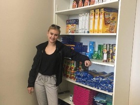 Lauren Knox, a Grade 12 student at Confederation Secondary School is the Poverty Drive Coordinator. Lauren ensures all essential items are stocked and ready for students.