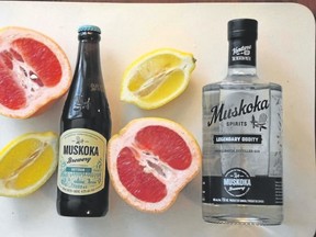 Muskoka offers a beertail recipe which combines both its beer and its botanical-distilled gin. It calls for 175 ml of Detour Session IPA, 60 ml of Legendary Oddity gin and 30 ml each of grapefruit syrup and lemon juice. (Wayne Newton/Special to Postmedia News)