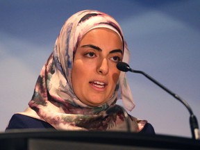 Domestic homicide survivor Maha El-Birani, who was raised in London, spoke at the Canadian Domestic Homicide Prevention Conference at the London Convention Centre Wednesday. (MIKE HENSEN, The London Free Press)