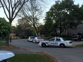 London police descended on a home in Byron Wednesday night after false reports of a man with a gun were called in to police from a South African number. Charges are pending for two people. (Robert Thompson/Facebook)