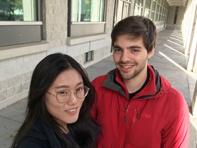Jessica Moon and Raphael Lauret are co-presidents of Queen’s HanVoice, which is hosting a talk by a North Korean refugee on Saturday at Queen’s University’s Biosciences Complex. (Elliot Ferguson/The Whig-Standard)