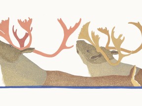 Soper River Crossing by Tim Pitsiulak is among the offerings at the annual Cape Dorset Print Collection at Strand Fine Art Services, 1161 Florence St., Unit 4. The opening reception is 5 p.m. Friday and the show continues until Nov. 4.