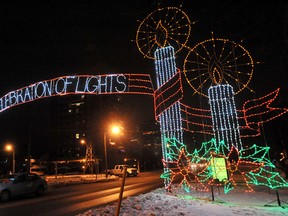 The Celebration of Lights in Centennial Park in Sarnia, a tradition for more than three decades, returns in November. The event's signature arch, shown here, is set to return this year, following some needed repairs. This year's opening ceremony is set for Nov. 25.
(File photo/ THE OBSERVER)