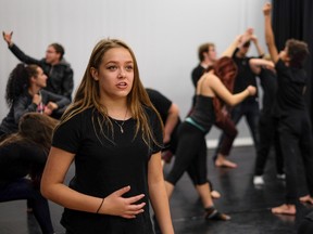 Students at Sudbury Secondary School are busy rehearsing for the musical The Theory of Relativity, including Leah Gravelle, who plays Catherine. (Photo supplied)