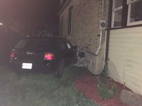 A car slammed into a St. Thomas house at about 3 a.m. on Sunday. The driver is charged with impaired driving, police say.