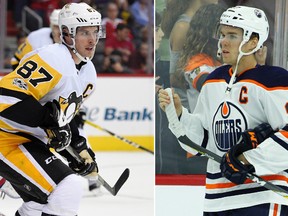 Pittsburgh Penguins center Sidney Crosby and Edmonton Oilers' Connor McDavid.